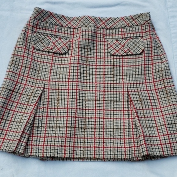 Ann Taylor LOFT Vintage Pleated Plaid Mini Skirt - Picture 1 of 4